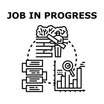 Job in progress building process management icon Stock Illustration