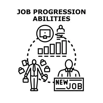 Job progression abilities developing career skills Illustrazione stock