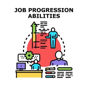 Job progression abilities developing career growth strategy Stock Illustration