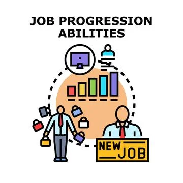 Job progression abilities developing career skills Stock-Illustration