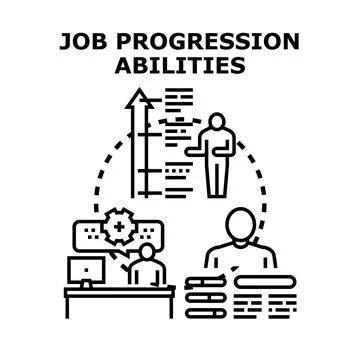 Job progression abilities developing career growth strategy Stock Illustration