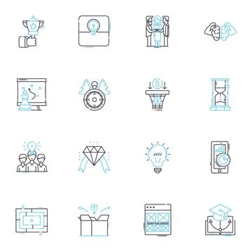 Job progression linear icons set. Advancement, Career, Development, Evolution Ilustración de archivo
