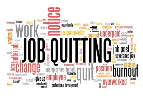 Job quitting - career development concept. Employment word cloud. Stock Illustration