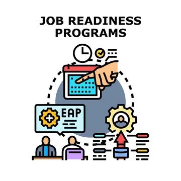 Job readiness programs developing workforce skills future career Stock Illustration