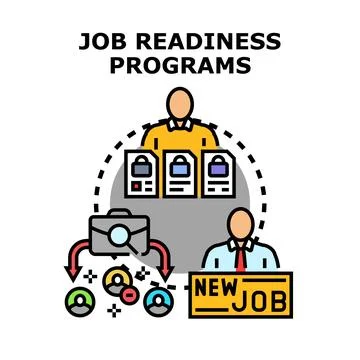 Job readiness programs leading to new employment Stock Illustration