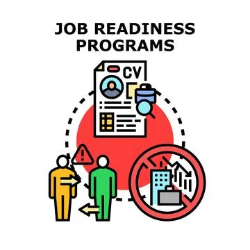Job readiness programs preparing people for employment Stock Illustration