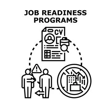 Job readiness programs preparing people for employment Illustrazione stock