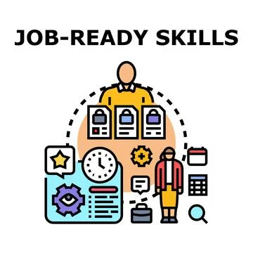 Job ready skills concept developing professional career qualifications Stock Illustration
