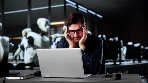 Job Replacement: Artificial Intelligence Taking Over Human Roles With Robots Stock Photos