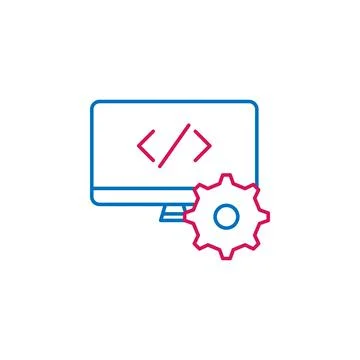 Job resume, coding 2 colored line icon. Simple colored element icon. Job resume Stock Illustration