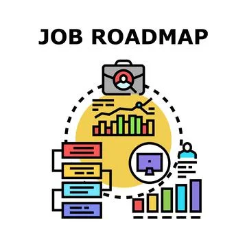 Job roadmap career path professional development planning strategy Stock Illustration