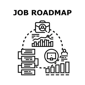 Job roadmap career path professional development planning strategy Stock Illustration