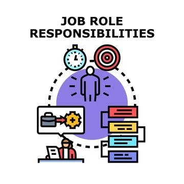 Job role responsibilities defining tasks and career path Stock Illustration