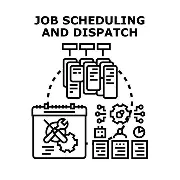 Job scheduling and dispatching workflow management process 스톡 일러스트