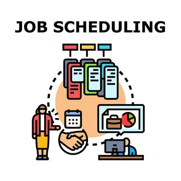 Job scheduling process managing tasks and time Stock-Illustration