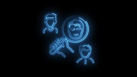 Job search and hiring process with glowing neon design on black background Stock Footage 330776285