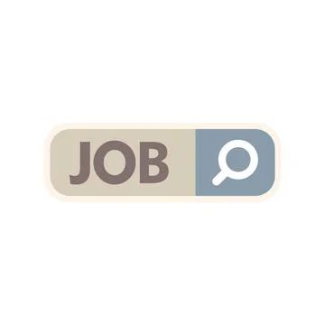 Job search engine button with magnifying glass icon Illustrazione stock