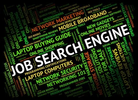 Job Search Engine Indicates Gathering Data And Analysis Stock Illustration