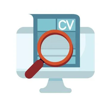 Job search resume on computer Illustrazione stock