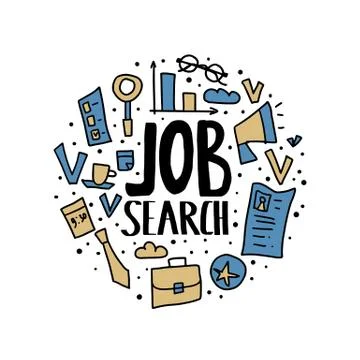 Job search round concept. Vector circle color illustration. Stock Illustration