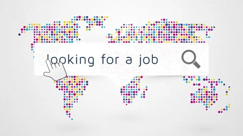 Job search worldwide with a map on the background Vídeos de archivo 44577377
