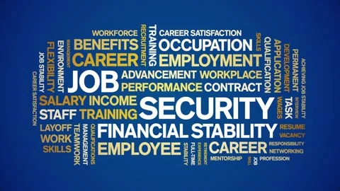 Job Security animated word cloud,animation kinetic typography seamless loop. Stock Footage 312962831