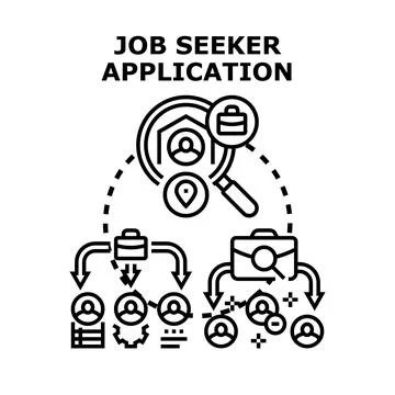 Job seeker application process searching employment opportunity Stock Illustration