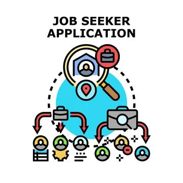 Job seeker application process searching employment opportunity Stock Illustration
