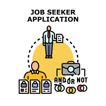 Job seeker applying for a position finding work Stock Illustration