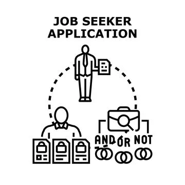 Job seeker applying for a position finding work Stock Illustration