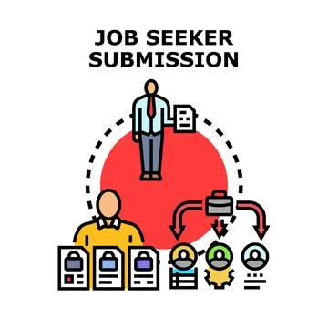 Job seeker submitting application document for employment process Stock Illustration