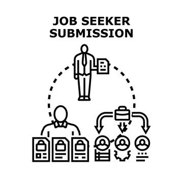 Job seeker submitting application document for employment process Stock Illustration