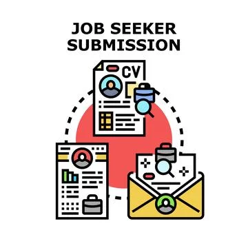 Job seeker submitting application documents for new career 库存插图