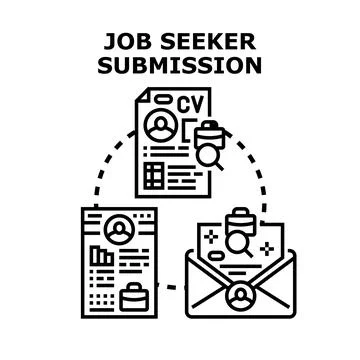Job seeker submitting application documents for new career Stock Illustration