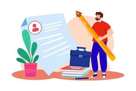 Job seekers complete the necessary paperwork and forms for employment. Stock Illustration