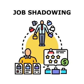 Job shadowing concept mentoring new employee career development Stock Illustration