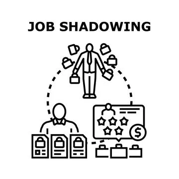 Job shadowing concept mentoring new employee career development Stock Illustration