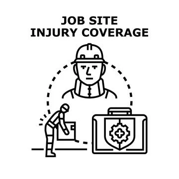 Job site injury coverage for worker accident protection Stock Illustration