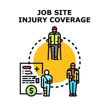 Job site injury coverage for workers compensation Stock Illustration