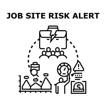 Job site risk alert analyzing business challenges concept 스톡 일러스트