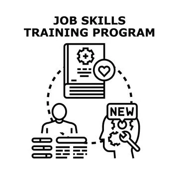 Job skills training program concept illustration Illustrazione stock