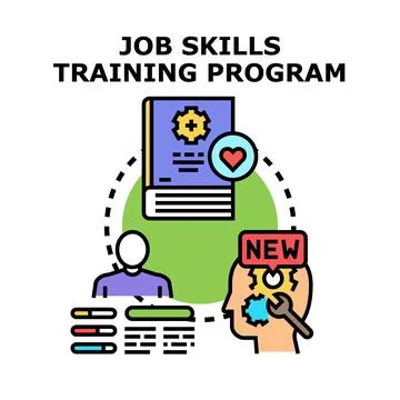 Job skills training program concept illustration Illustrazione stock
