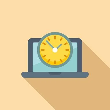 Job time icon flat vector. Office work Stock Illustration