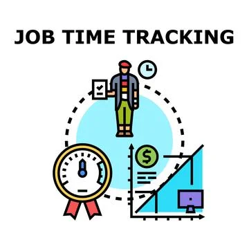 Job time tracking system concept vector illustration Stock Illustration