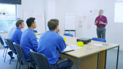 On the job training for blue collar workers or new recruits Stock Footage 26116664