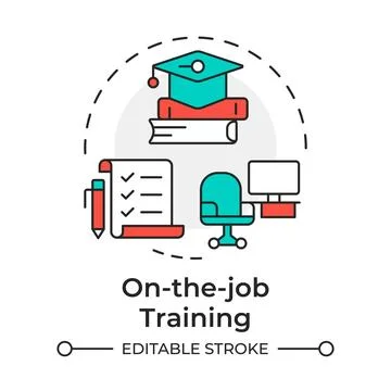 On the job training multi color concept icon Stock Illustration