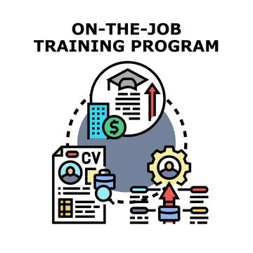 On the job training program developing employee skills 스톡 일러스트