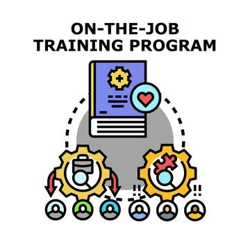 On the job training program development icon Stock Illustration