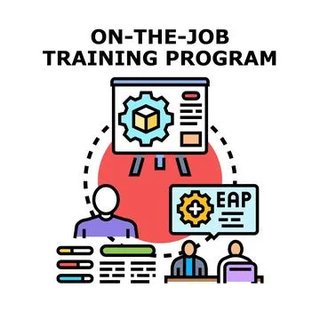 On the job training program for employee development Stock Illustration