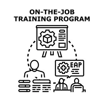 On the job training program for employee development Illustration